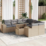 Loungeset 9-delig poly rattan beige