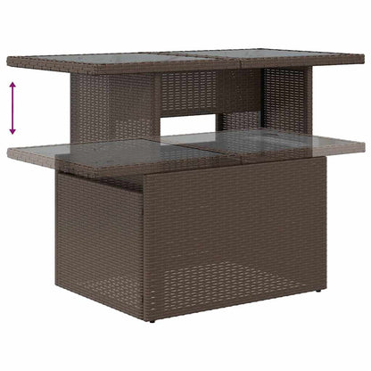 9-delige Loungeset met kussens poly rattan acacia bruin