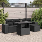 6-piece Lounge Set with Cushions Poly Rattan Black