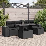 Loungeset 6-delig poly rattan zwart