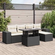 Loungeset poly rattan 6-delig zwart
