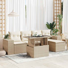 Loungeset poly rattan 6-delig beige