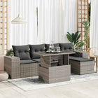 6-piece Lounge Set with Cushions Poly Rattan Grey