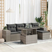 Loungeset 6-delig poly rattan grijs