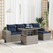 Loungeset 6-delig poly rattan acacia grijs