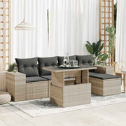 Loungeset 6-delig poly rattan lichtgrijs