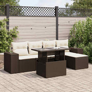 Loungeset 6-delig poly rattan bruin