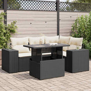 Loungeset 5-delig poly rattan zwart