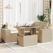 Loungeset 5-delig poly rattan beige