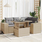 5-piece Loungeset with Cushions Poly Rattan Beige