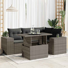 5-piece Loungeset with cushions poly rattan grey