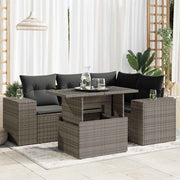 Loungeset 5-delig poly rattan grijs