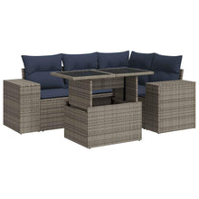 6-delige Loungeset met kussens poly rattan acacia grijs