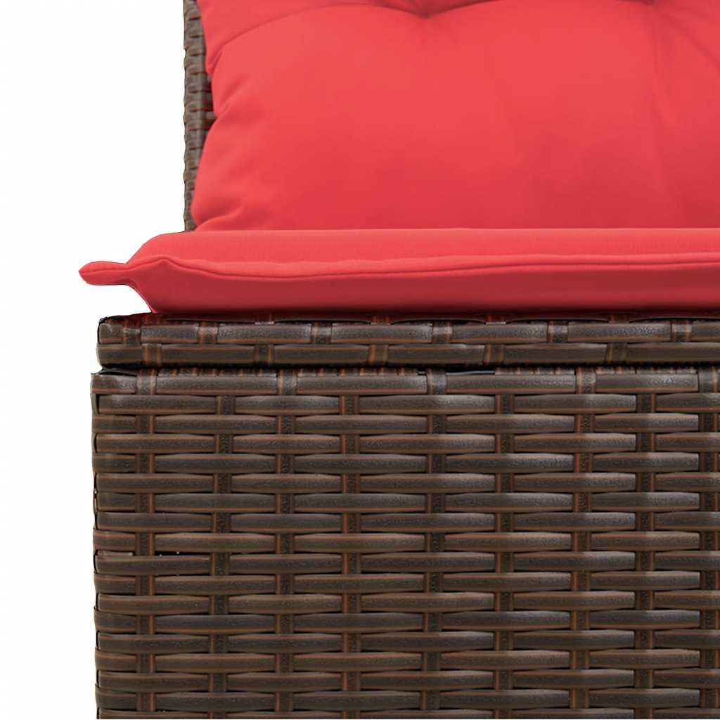 5-delige Loungeset met kussens poly rattan acacia bruin