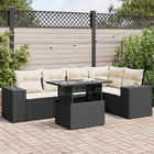 6-piece Lounge Set with Cushions Poly Rattan Black
