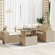 Loungeset 6-delig poly rattan beige