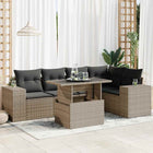 6-piece Lounge Set with Cushions Poly Rattan Grey