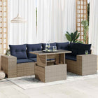 Loungeset 6-delig poly rattan acacia zwart