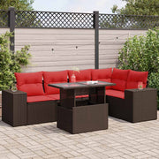 Loungeset 6-delig poly rattan acacia bruin