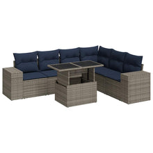 14-delige Loungeset met kussens poly rattan acacia grijs