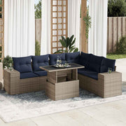 Loungeset 7-delig poly rattan acacia grijs