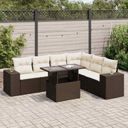 Loungeset 7-delig poly rattan bruin