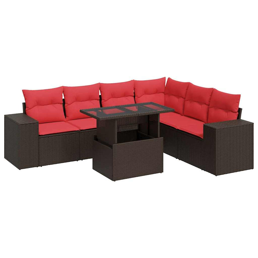 14-delige Loungeset met kussens poly rattan acacia bruin