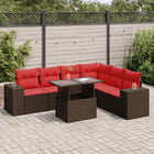 7-Piece Rattan Acacia Brown Lounge Set with Cushions