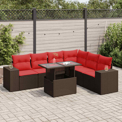 14-delige Loungeset met kussens poly rattan acacia bruin