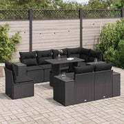 Loungeset 9-delig poly rattan zwart