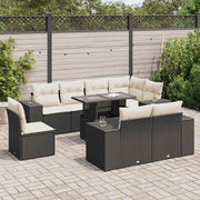 Loungeset 9-delig poly rattan zwart