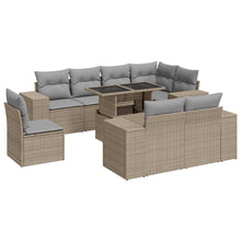 9-delige Loungeset met kussens poly rattan beige