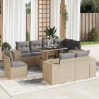 9-delige Loungeset met kussens poly rattan beige