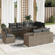 Loungeset 9-delig poly rattan grijs