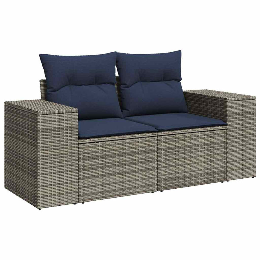 16-delige Loungeset met kussens poly rattan acacia grijs