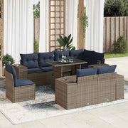 Loungeset poly rattan 16-delig grijs