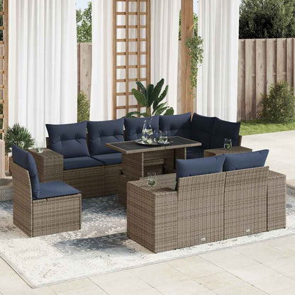 16-delige Loungeset met kussens poly rattan acacia grijs