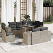 Loungeset 9-delig poly rattan lichtgrijs