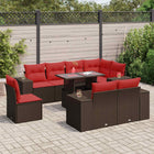 Loungeset 9-delig poly rattan acacia bruin