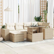Loungeset 7-delig poly rattan beige