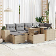 Loungeset 7-delig poly rattan beige