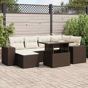 Loungeset 7-delig poly rattan bruin