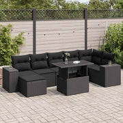 Loungeset 8-delig poly rattan zwart