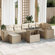 Loungeset 8-delig poly rattan beige
