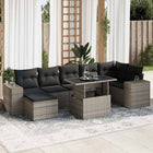 8-piece Lounge Set with Cushions Poly Rattan Grey