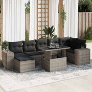 Loungeset 8-delig poly rattan grijs