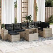 Loungeset 8-delig poly rattan lichtgrijs