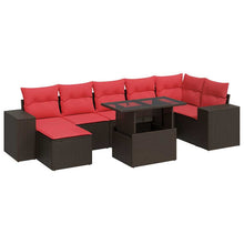 8-delige Loungeset met kussens poly rattan acacia bruin