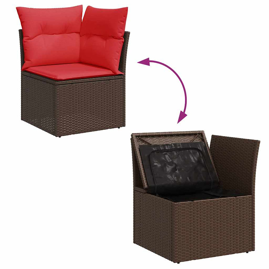 8-delige Loungeset met kussens poly rattan acacia bruin