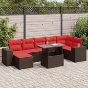 Loungeset 8-delig poly rattan acacia bruin